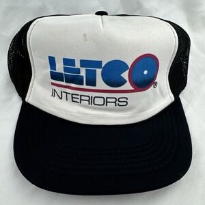 Vintage 90s LITCO Interiors Trucker Hat KC Snapback Black White Advertising